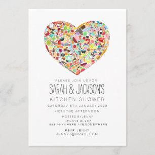 Foodies Heart Kitchen Tea Bridal Shower Party Invitation