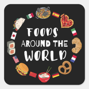 Foods around the world  square sticker