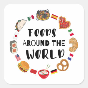 Foods around the world  square sticker
