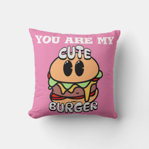 Foods, Cute Burger, Sweet and humour valentine gif Cushion