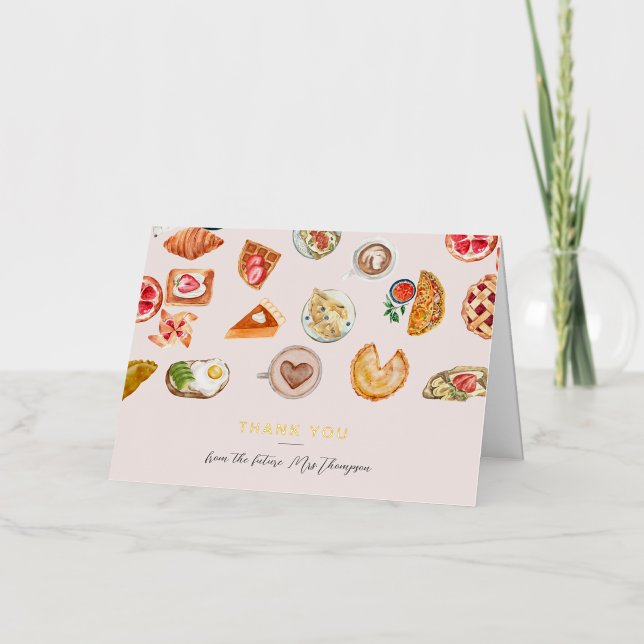  Foods Illustrated Blush Bridal Shower Brunch Foil Greeting Card (Front)
