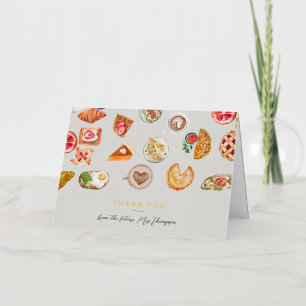 Foods Illustrated Grayish Bridal Shower Brunch Foil Greeting Card