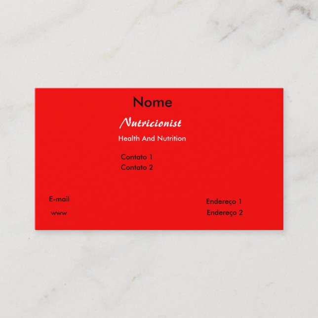 Foods Water Business Card (Front)