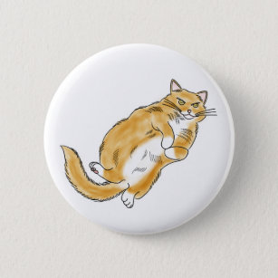 FooFooCat: Jumbo Fluffy Lazy Orange Cat 6 Cm Round Badge
