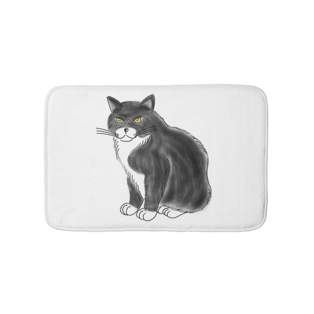 FooFooCat: Jumbo Fluffy Tuxedo Cat Bath Mat (Front)