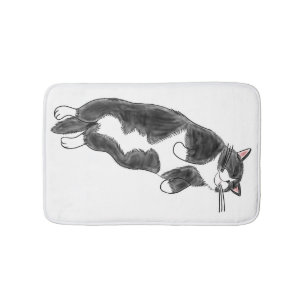FooFooCat: Lazy Jumbo Tuxedo Cat Bath Mat