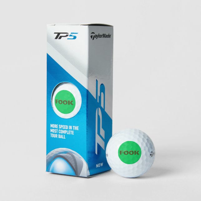 Fook green Taylor Made TP5 golf balls 3 pk (Packaging)
