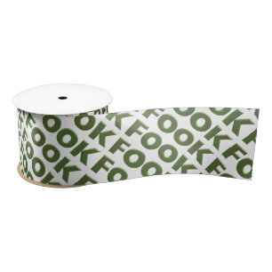 Fook green white ribbon spool satin ribbon