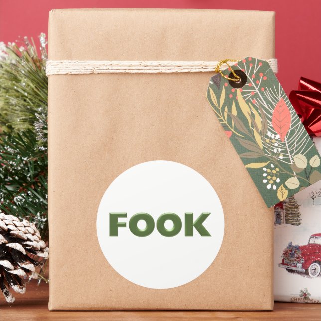 Fook white round large stickers (Holiday)