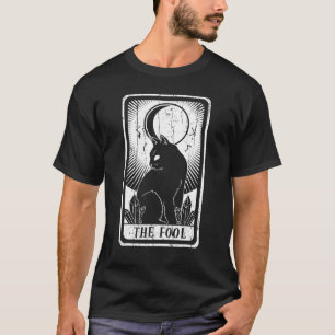 Fool Moon Cat Tarot Card Pagan Goblincore Goth Occ T-Shirt