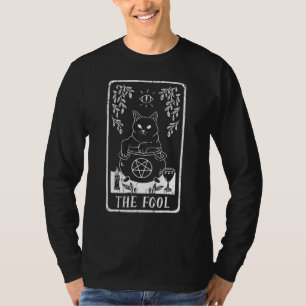 Fool Witch Cat Tarot Card Pagan Goblincore Goth Oc T-Shirt