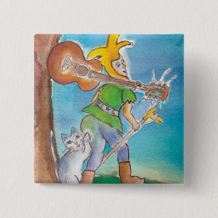 Fool with Guitar 15 Cm Square Badge
