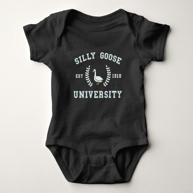 Foolish Silly Goose University Meme Baby Bodysuit (Front)