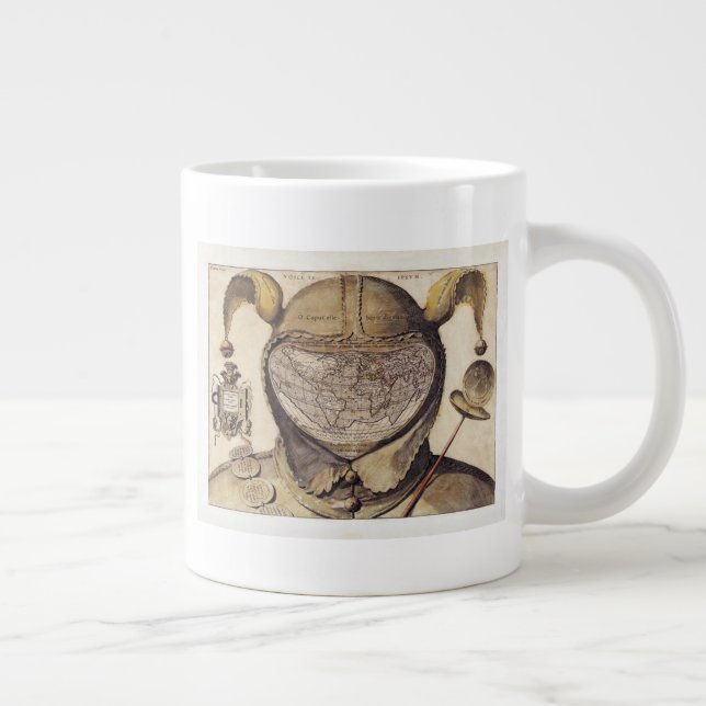 Fool's Cap World Map Large Coffee Mug (Right)