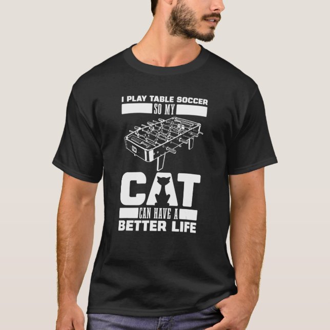 Foosball Cat Kicker   Table Soccer T-Shirt (Front)
