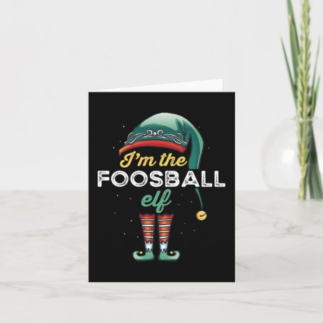 Foosball Elf Family Matching Christmas Gift Card (Front)