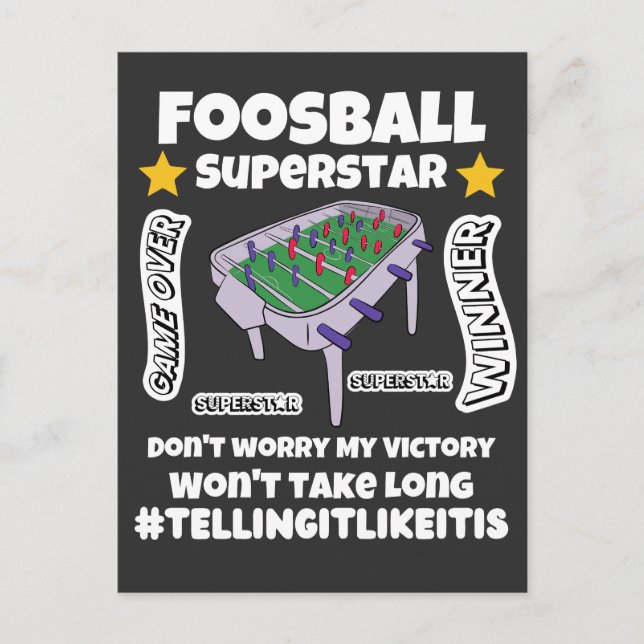 Foosball superstar victory wont take long   postcard (Front)