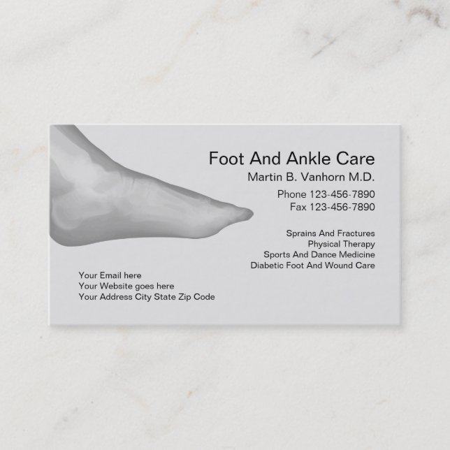Foot And Ankle Doctor Business Cards (Front)