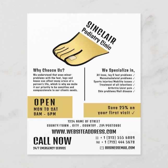 Foot Design, Podiatry Clinic, Podiatrist Flyer (Front)
