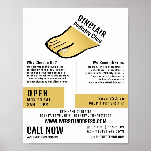 Foot Design, Podiatry Clinic, Podiatrist Poster (Front)