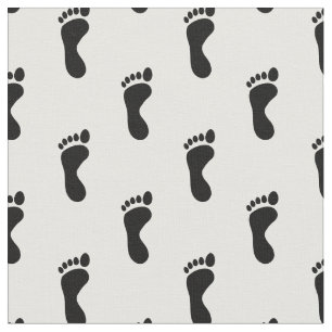 Foot Feet Footprints Black & White Fabric