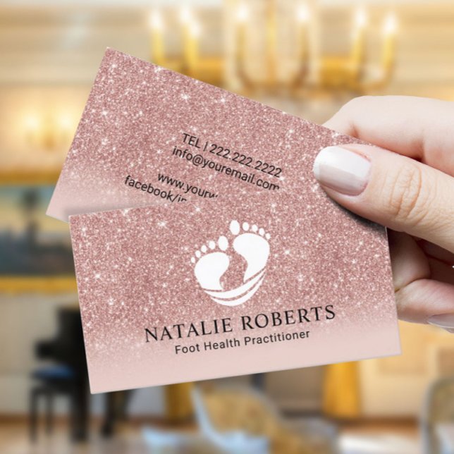 Foot Healthcare Practitioner Massage Spa Rose Gold Business Card (Creator Uploaded)
