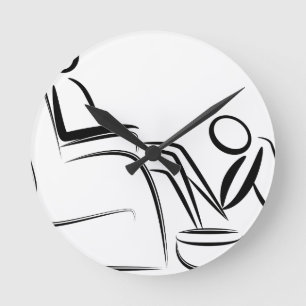 Foot Massage Stick Figure Round Clock