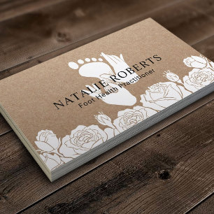 Foot Massage Therapist Podiatrist Floral Kraft Business Card