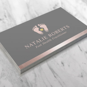 Foot Massage Therapist Podiatrist Rose Gold Border Business Card