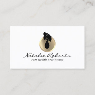 Foot Massage Therapy Gold Logo Reflexology Spa Business Card