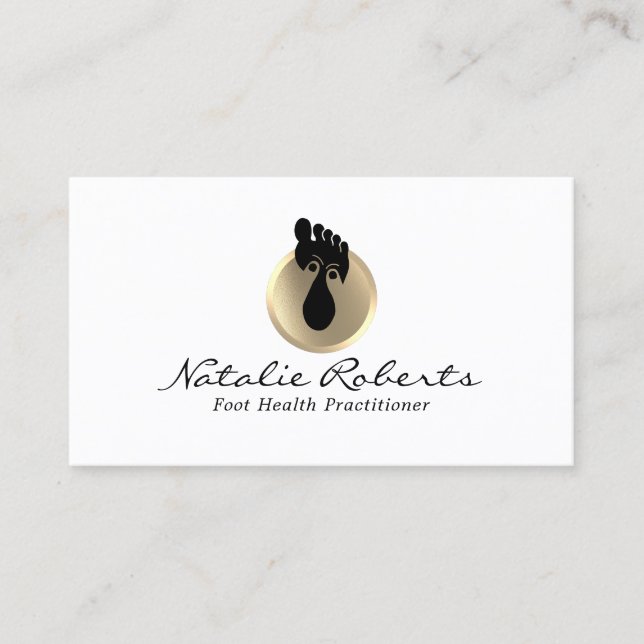 Foot Massage Therapy Gold Logo Reflexology Spa Business Card (Front)