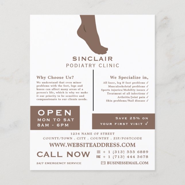 Foot Portrait, Podiatry Clinic, Podiatrist Flyer (Front)