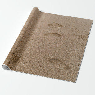 Foot print seashore wrapping paper