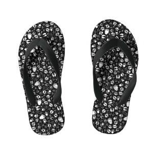 Foot prints 01.b. Black BG Kid's Flip Flops