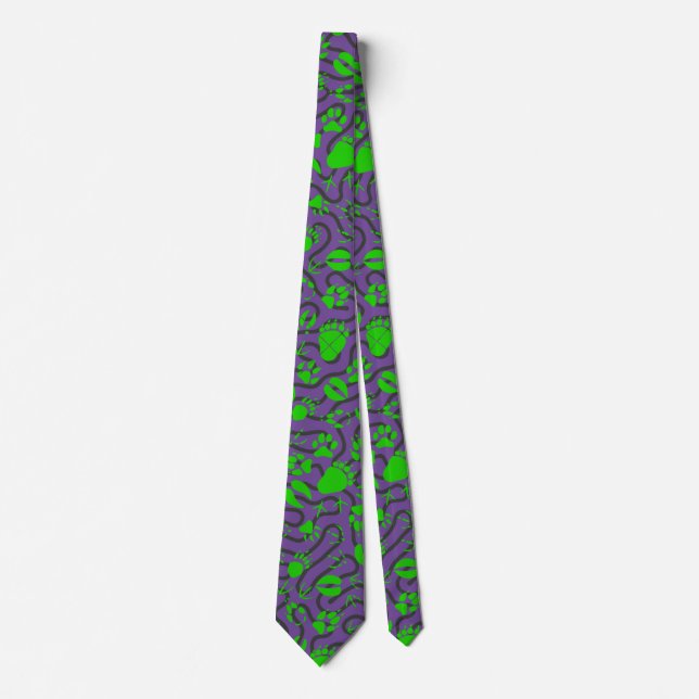 Foot prints 01.b.green Purple BG Tie (Front)