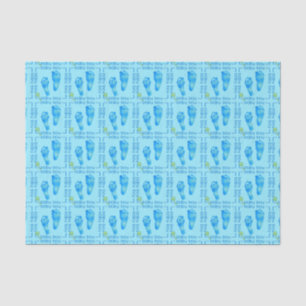 Foot Prints Baby Boy Blue-Tissue Wrapping Paper