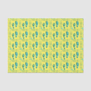 Foot Prints Baby Girl Teal-Tissue Wrapping Paper
