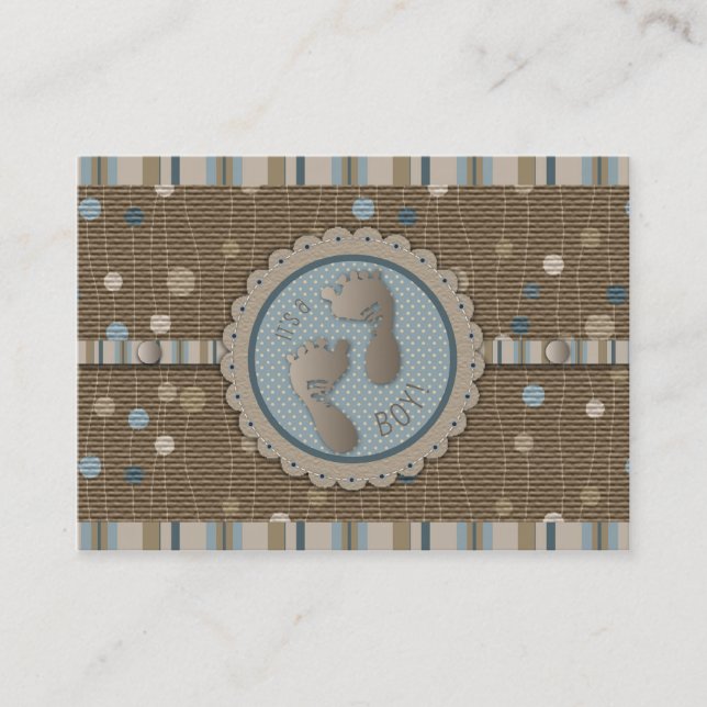 Foot Prints Boy Baby Shower Reminder Card (Front)