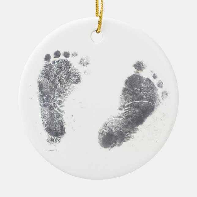 Foot prints ceramic tree decoration (Front)