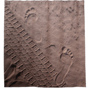Foot prints in the sand shower curtain