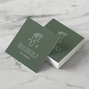 Foot Reflexology SPA Massage Therapy Sage Green Square Business Card