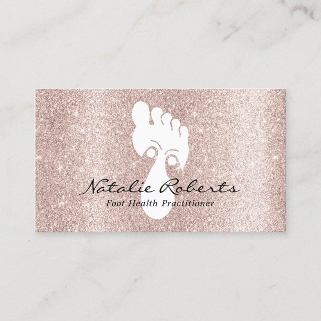 Foot Reflexology Spa Rose Gold Massage Therapy Business Card (Front)