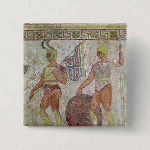 Foot soldiers, tomb painting from Paestum 15 Cm Square Badge