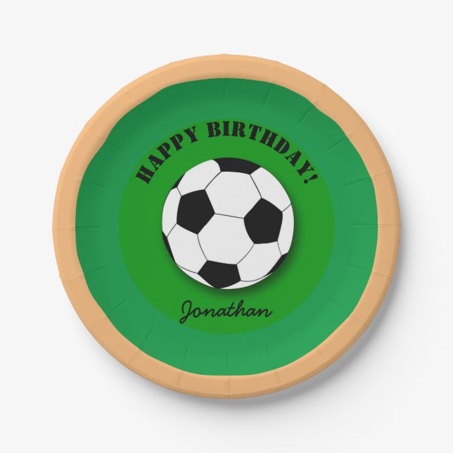 Footbal Ball & Soccer Birthday Wishes (Party) Paper Plate (Front)