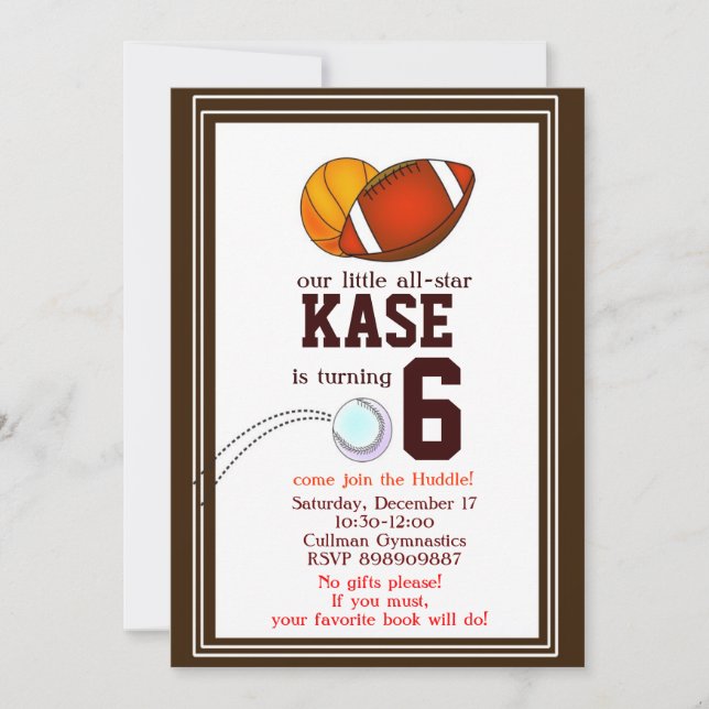 Footbal birthday party invitation (Front)