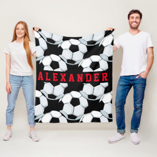 Footbal black white sport game player boys girls  fleece blanket