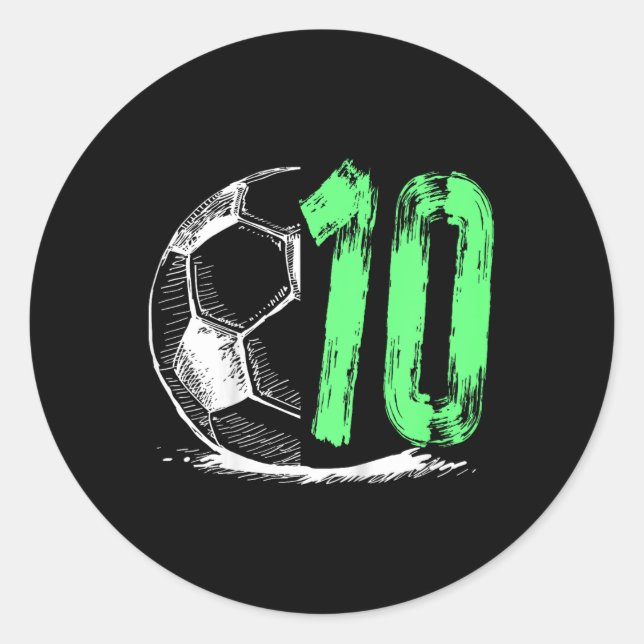 Football 10 Years Old Boy Birthday Party  Classic Round Sticker (Front)