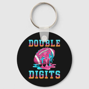 Football 10th Birthday Shirt Double Digits Ice Key Ring