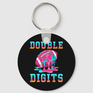 Football 10th Birthday Shirt Double Digits Ice Key Ring