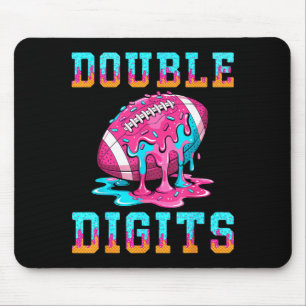 Football 10th birthday shirt double digits ice mouse mat